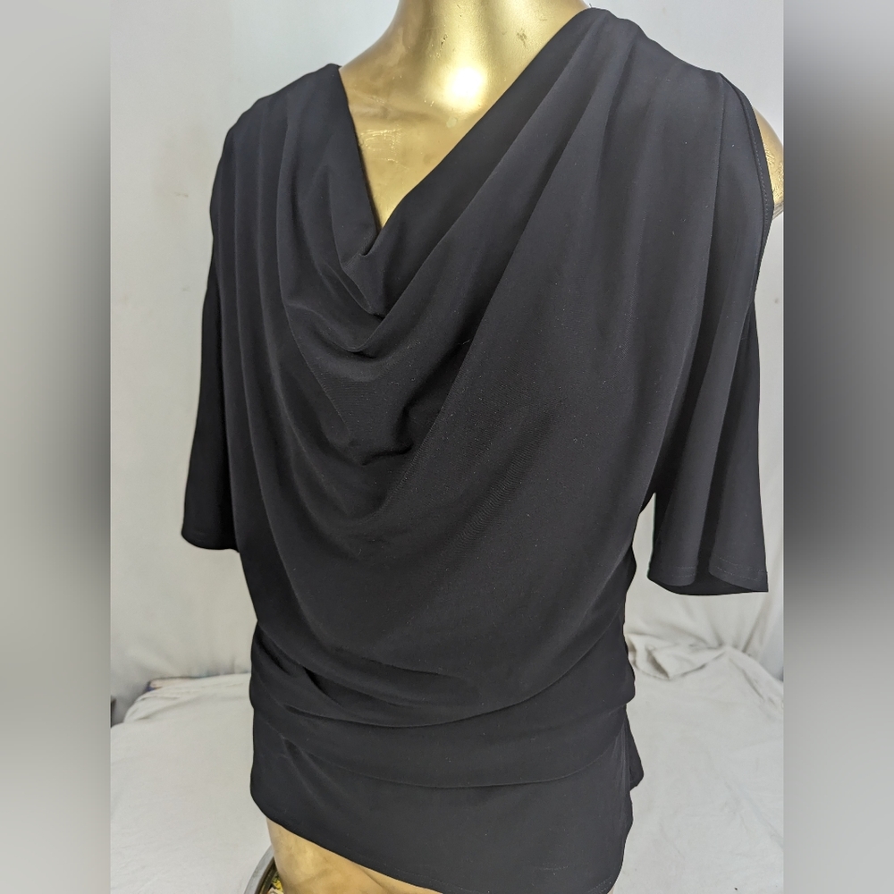 Joseph Ribkoff Designer Black Cold Shoulder   Blouse Size 10